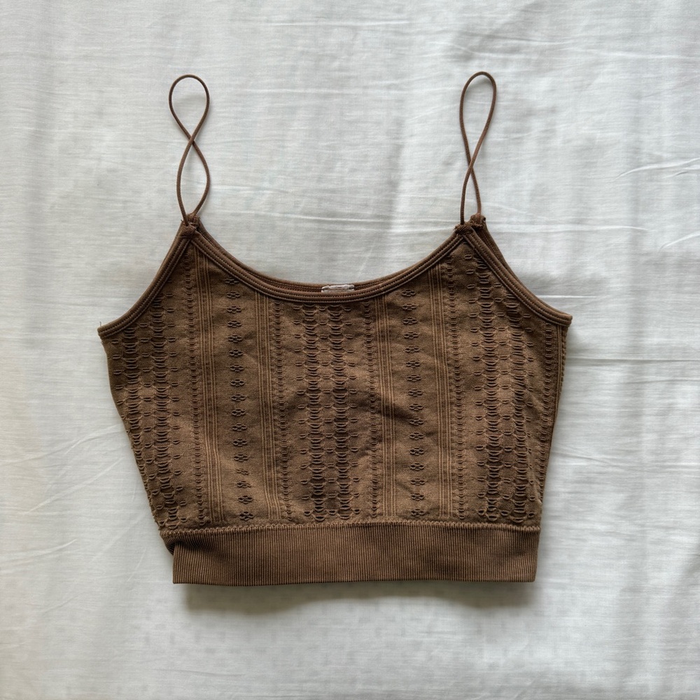 Brown Ribbed and Patterned Tank Tops - Picture 4 of 6